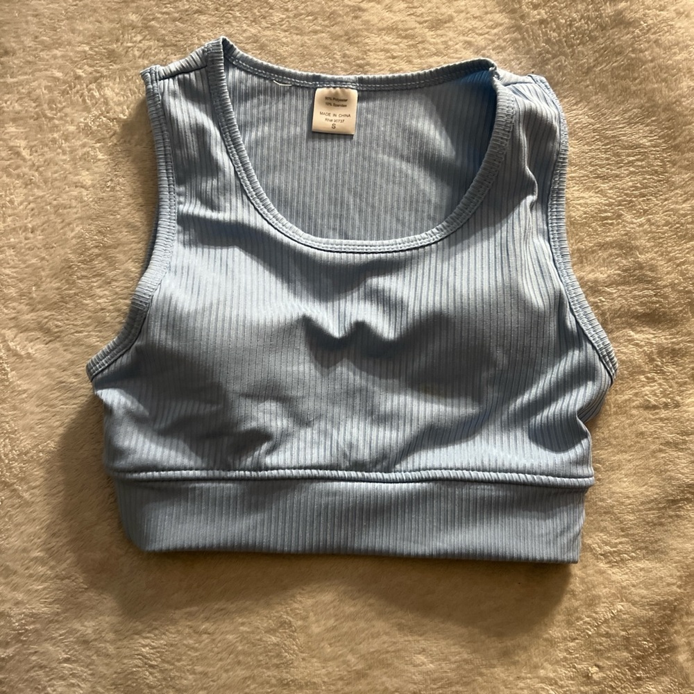 Light Blue Ribbed Tank Top